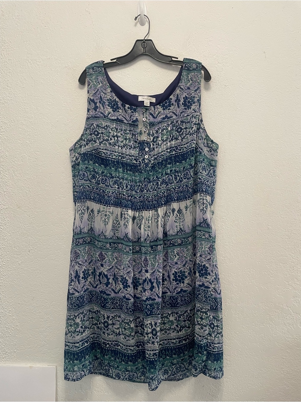 Dress Barn Fully Lined Sleeveless Blue Floral Dress Women's 18
